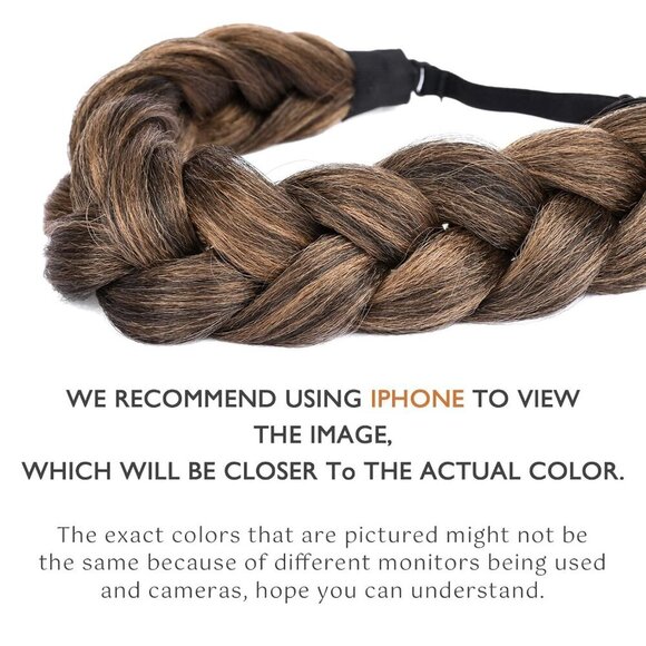 Synthetic Hair Braided Headband Wide 2 Strands Auburn Kinky Straight Hairpiece